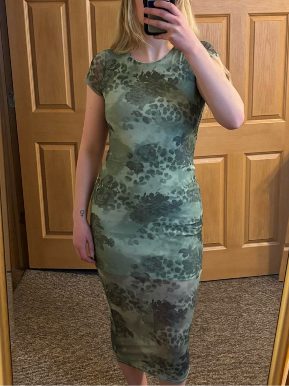 Almost Famous Green Floral & Leopard Print Midi Dress